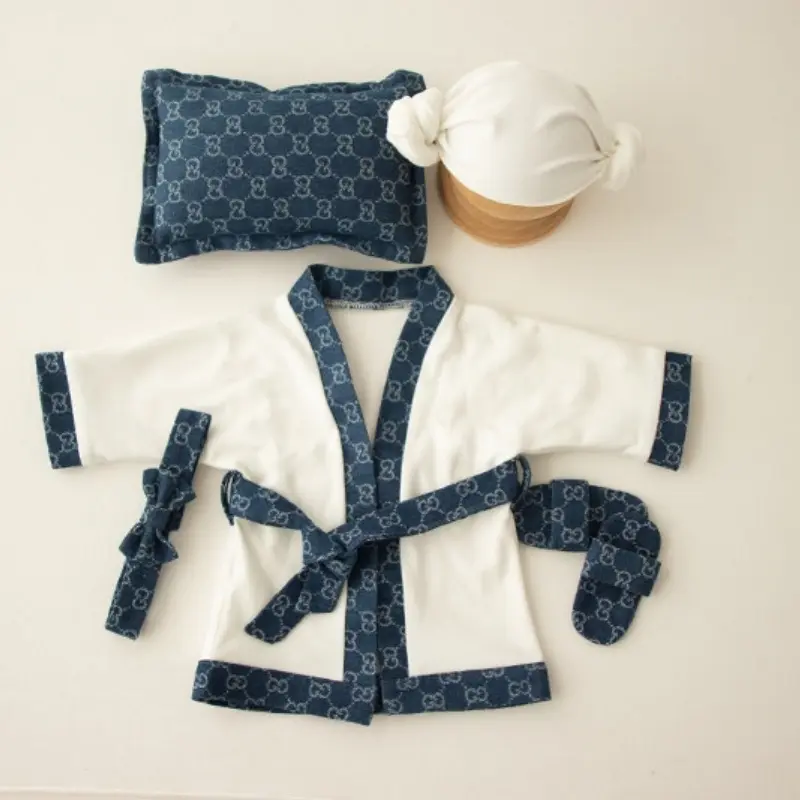 Newborn Photography Luxury Bathrobe Slippers Pillow Set - Image 4